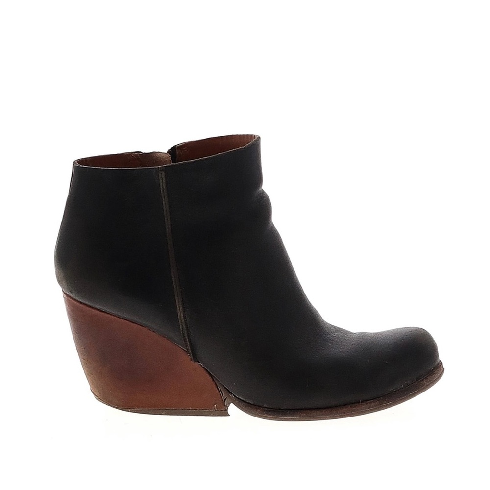 Kork-Ease Black and Brown Ankle Boots with Wedge Heel
